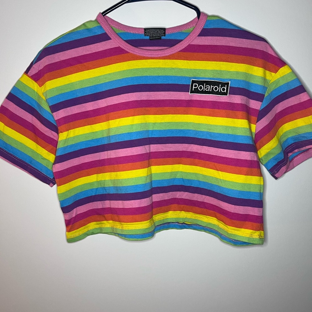 Polaroid Pink-Trim Rainbow Stripe Tee